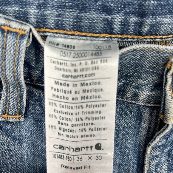 Carhartt Relaxed Fit Jeans Blue Men’s Size 36x30 - Picture 8 of 11